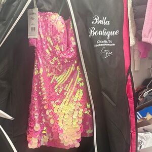 Sherri Hill Strapless Pink Sequin Dress